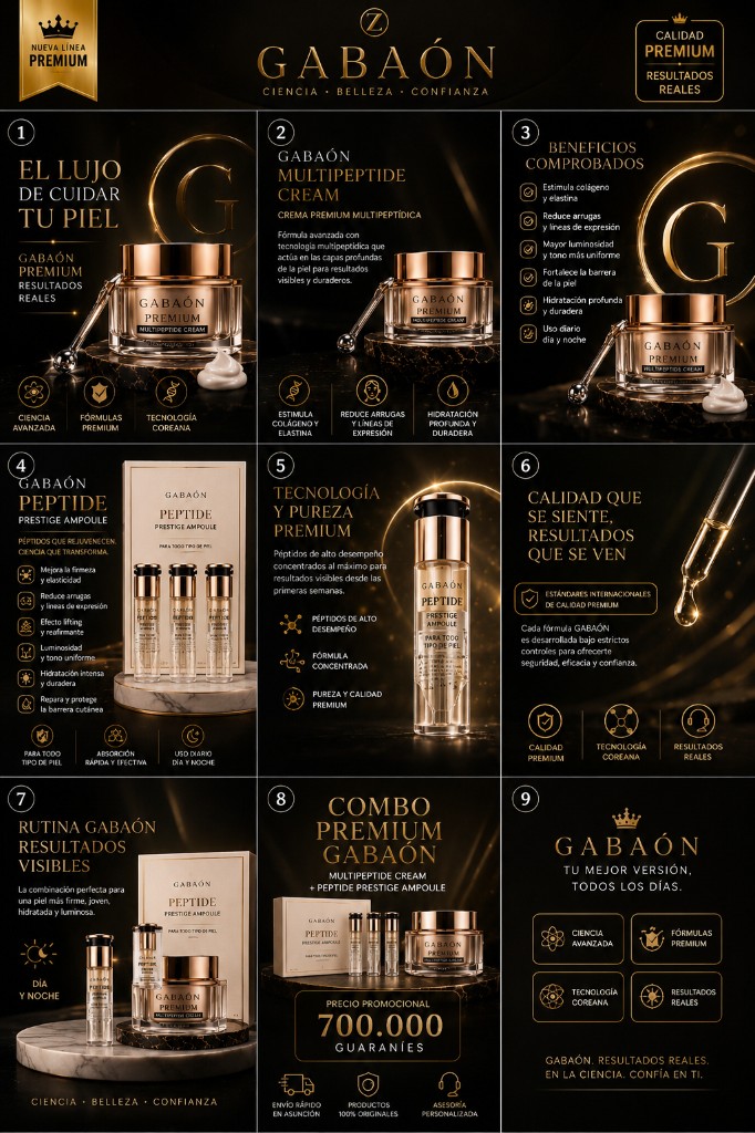 Infografía Combo Premium Gabaon — rutina, beneficios y precio promocional